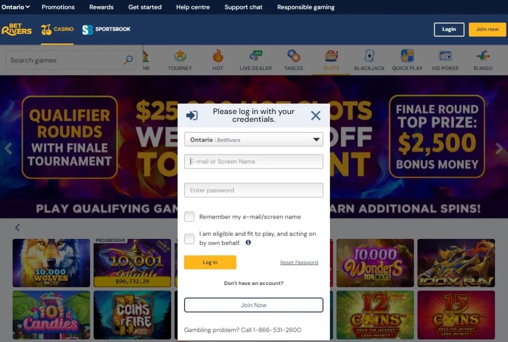 betrivers casino login