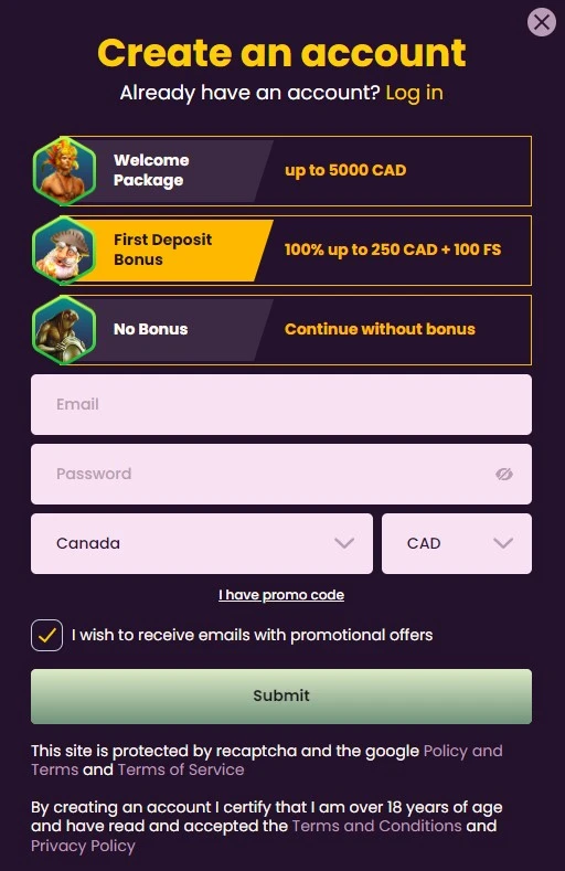 bizzo casino log in